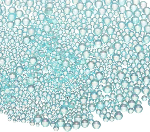 Vista 37 de Cuentas de vidrio iridiscente diminutas de burbuja, 0.4-3mm 10g Cuentas redondas micro mini transparentes sin agujero en forma de gota de agua