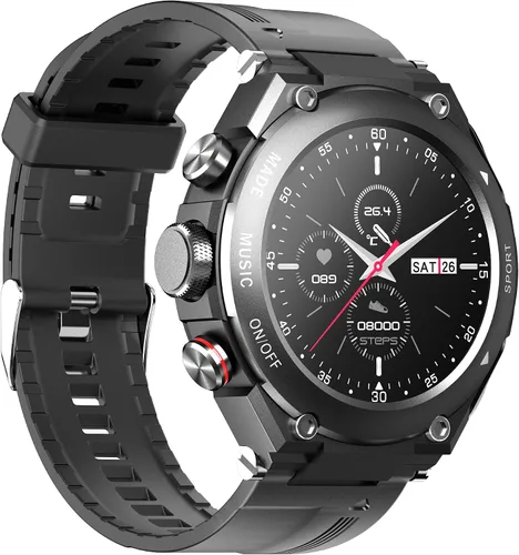 Vista 2 de Reloj inteligente con auriculares 3 en 1 Ronda Fitness Tracker 1.28 pulgadas Smartwatch para hombres Respuesta/Hacer llamadas Altavoz Grabación