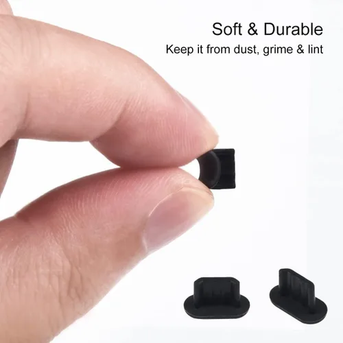 Vista 4 de 25 tapones antipolvo micro USB, tapón antipolvo de silicona para puerto micro USB, cubierta de puerto micro USB, protector antipolvo