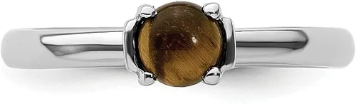 Vista 4 de 925 Sterling Silver Tiger Eye Stackable Ring Gemstone Natural Stone Shell Wood Fine Jewelry For Women Gifts For Her