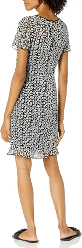 Vista 2 de Karl Lagerfeld Paris Vestido de gasa estampado para mujer, Marfil