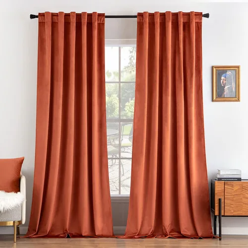 Vista 23 de MIULEE Cortinas de terciopelo de 84 pulgadas de largo, juego de 2 paneles para dormitorio, con pestaña trasera plisada, de lujo, aislamiento