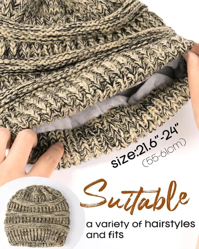 Vista 12 de FURTALK Gorros de invierno para mujer, con forro polar, gorro de punto holgado y cálido, gorro de esquí