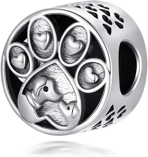 Vista 2 de Abalorio personalizado para perro, gato, abeja, unicornio, plata de ley 925, compatible con pulsera Pandora