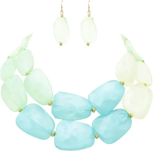 Vista 11 de Rosemarie Collections Conjunto de collar y pendientes elegantes con resina pulida ombre para mujer, 40,6 cm + 7,6 cm de extensor