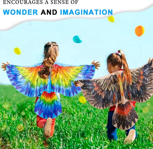 Vista 3 de IROLEHOME Disfraces de loro-águila-alas de pájaro para niños pequeños, diademas para niños y niñas, disfraz de fiesta para jugar, juguetes