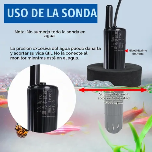 Vista 6 de TEKCOPLUS - Medidor digital de pH con sonda para acuario, hidroponía, piscinas, estanques, laboratorios, 8 en 1, mide pH Temp TDS EC Salinidad ORP