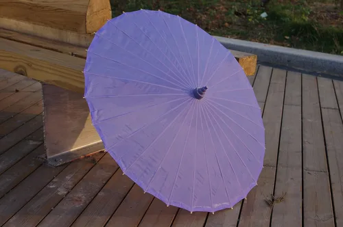 Vista 11 de Sombrilla de tela de bambú lisa, ideal para recuerdos de fiesta de boda (azul claro)
