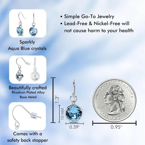 Vista 4 de UPSERA Aretes colgantes de cristal, aretes de cristal de piedras preciosas de imitación para mujer, aretes de gota chapados en rodio con piedras