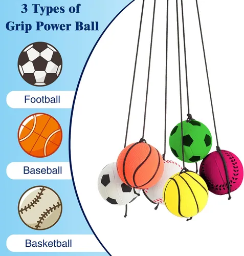 Vista 4 de Skylety 6 Pcs Wrist Ball Return Ball on a String with Strap Wristband Sports Rubber Toy Includes Basketball, Baseball and Football for Boys Girls