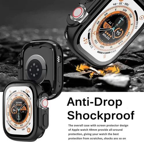 Vista 5 de Funda compatible con Apple Watch Series 3, 2, 1 de 1.496 pulgadas con protector de pantalla, cubierta dura de policarbonato antiarañazos a prueba