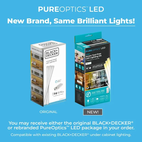 Vista 2 de BLACK+DECKER Funciona con Alexa Kit de iluminación inteligente debajo del gabinete, LED ajustables, (3) barras de 9 pulgadas, color blanco