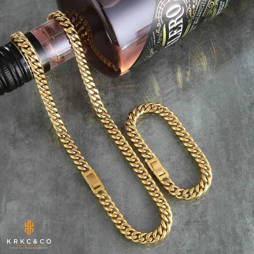 Vista 4 de KRKC&CO - Juego de joyas de hip hop para hombre, 0.315in0.394in0.472in, cadenas y pulseras de eslabones cubanos de 18k, sólido sin deslustre