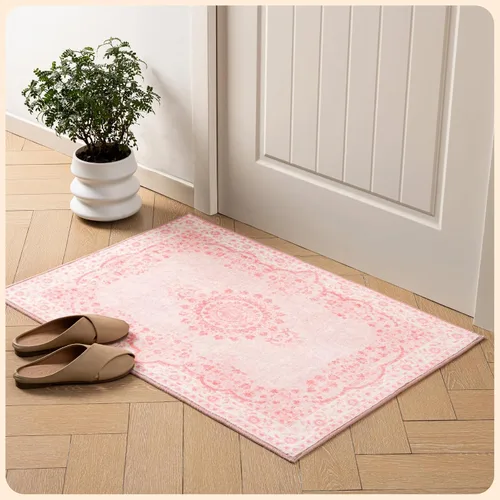 Vista 140 de Istana Alfombra larga antideslizante de 2.5 x 8 para el hogar, para pasillo y cocina, lavable, sedosa y suave al tacto, elegante, color azul y marfil