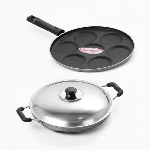 Vista 4 de Sumeet Juego combinado antiadherente Delight (Multi Snack Maker - 7 piezas + Grill Appam Patra - 12 piezas)