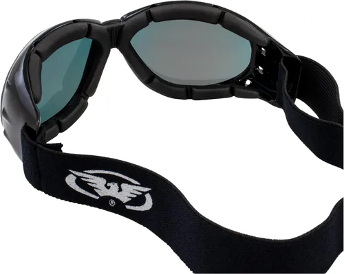 Vista 9 de Global Vision Eliminator - Gafas acolchadas para motociclismo, 2 pares, lentes negras con espejo verde y rojo