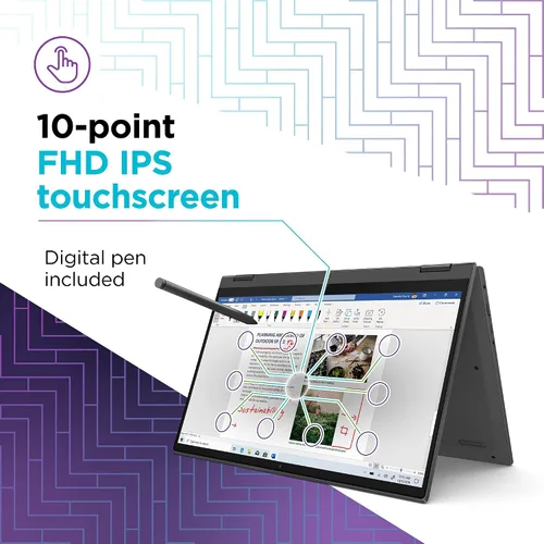 Vista 2 de Lenovo Laptop Flex 5, pantalla táctil FHD de 14.0 pulgadas, AMD Ryzen 5 5500U, 16 GB de RAM, 256 GB de almacenamiento, gráficos AMD Radeon, Windows