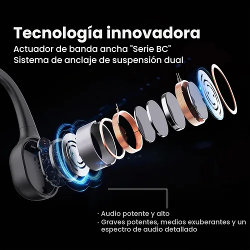 Vista 5 de mojawa Auriculares de conducción ósea Run Plus, IP68 a prueba de agua, 32 Rosa