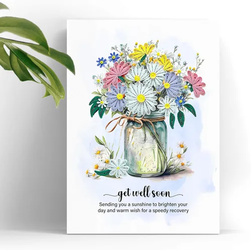 Vista 4 de Tarjeta de felicitación Get Well Soon, tarjeta de flores para recuperarse pronto, tarjeta de recuperación rápida, tarjeta de sentirse mejor, tarjeta