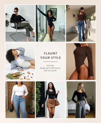 Vista 5 de FeelinGirl Body con control de abdomen para mujer, de manga larga, moldeador, tanga