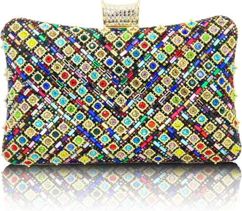 Vista 9 de Bolsos de mano con diamantes de imitación para mujer, bolso de noche brillante, bolso de novia de cristal para fiesta, graduación, boda