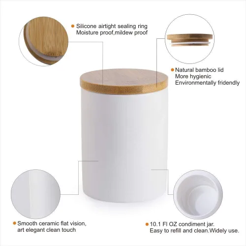 Vista 4 de June Sky - Recipiente hermético para condimentos de porcelana, recipiente sellado para especias con tapa, organización de almacenamiento