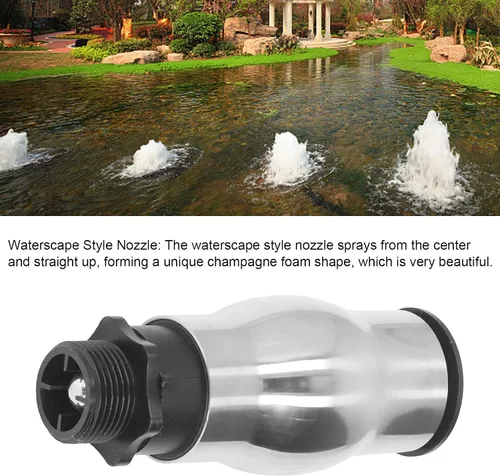 Vista 6 de AYNEFY Boquilla de fuente, acero inoxidable 304 rociador de agua de estanque rociador de agua boquilla de fuente de agua G1 rosca macho espuma