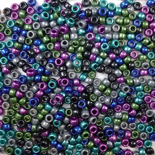 Vista 6 de Cuentas de caballo de plástico multicolor, 6 x 9mm, 1000 cuentas