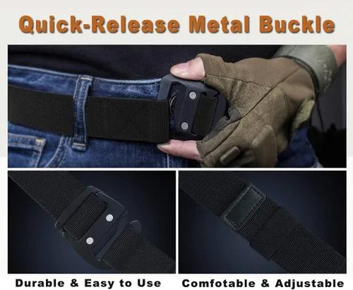 Vista 7 de WYuZe Mens Tactical Belt Military Elastic Stretch Duty Riggers Belt Metal Buckle