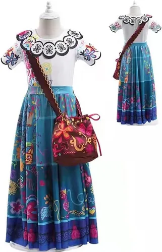 Vista 2 de KCLOTH Kids Mirabel Costume Isabela Madrigal Dress Princess Dress Up Clothes Halloween Cosplay Outfits