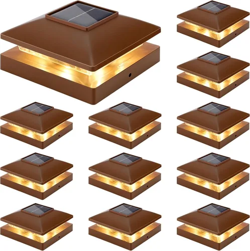 Vista 10 de Luces solares para punta de poste al aire libre 16 unidades, negras, impermeables, alimentadas por energía solar, luces de valla para cubierta
