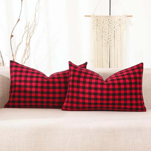 Vista 26 de CARRIE HOME - Juego de 2 fundas de almohada de exterior a cuadros de búfalo blanco y negro de 16 x 16, almohadas de sofá de decoración de granja