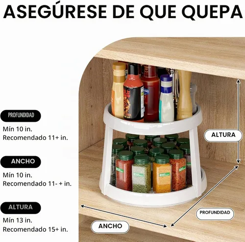 Vista 6 de Simple Houseware Organizador de especias Lazy Susan de 2 niveles, 10 pulgadas de diámetro, arce
