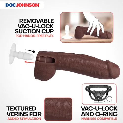 Vista 5 de Doc Johnson The Realistic Dildo - Consolador ULTRASKYN de 12 pulgadas con ventosa extraíble Vac-U-Lock - Consolador compatible con máquina F y arnés