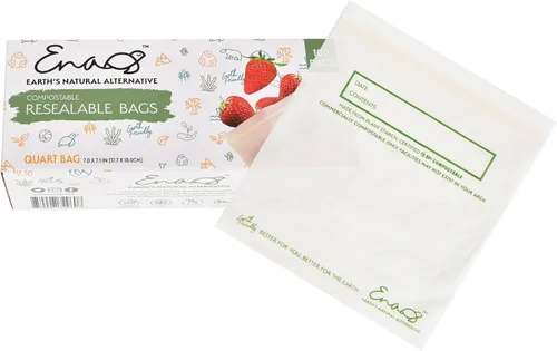 Vista 11 de Bolsas de almacenamiento de alimentos 100% compostables [Paquete de 150 aperitivos] Bolsas ecológicas para congelador, bolsas resellables
