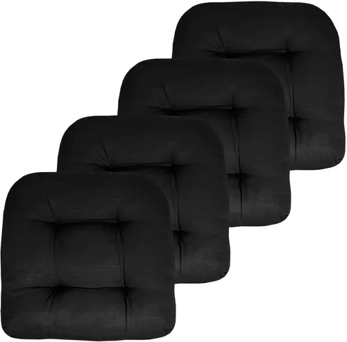 Vista 17 de Sweet Home Collection - Cojines para silla de patio y exterior, almohadillas prémium con relleno grueso y cómodo de fibra, mechones, 19 x 19 Negro