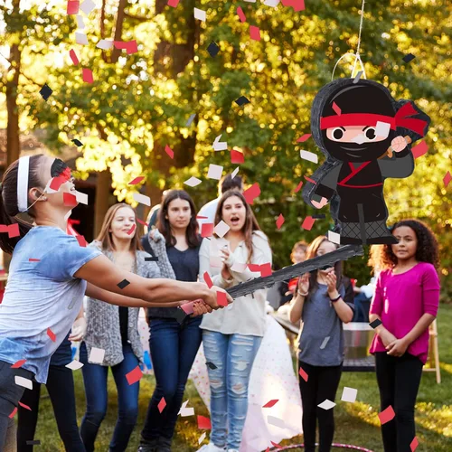 Vista 7 de Piñata ninja de Halloween con murciélago y vendas