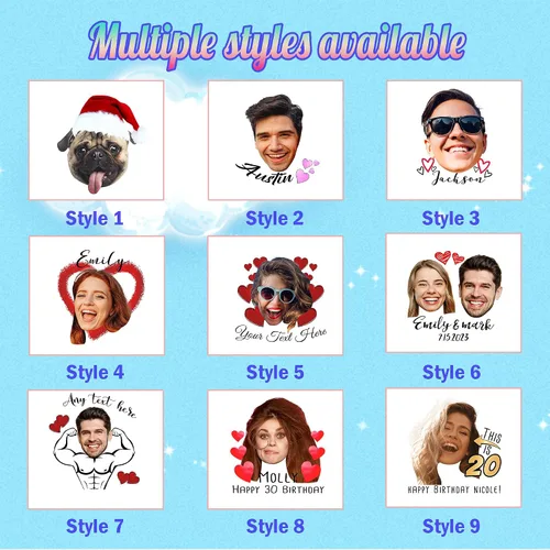 Vista 6 de Tatuajes temporales personalizados, tatuajes faciales personalizados para cumpleaños, boda, despedida de soltera, 1 juego de 15 tatuajes