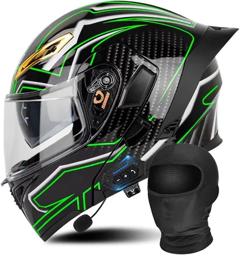 Vista 11 de Casco modular Bluetooth para motocicleta, aprobado por DOT/ECE, cascos delanteros abatibles, viseras antivaho duales, casco de cara completa, MP3