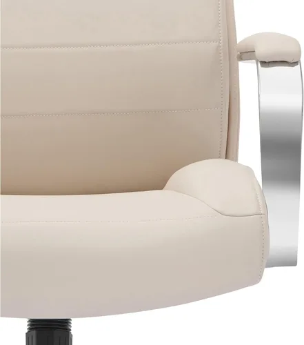 Vista 5 de Realspace Modern Comfort Modee - Silla de oficina ejecutiva de cuero vegano con respaldo alto, color arena/cromo, compatible con BIFMA