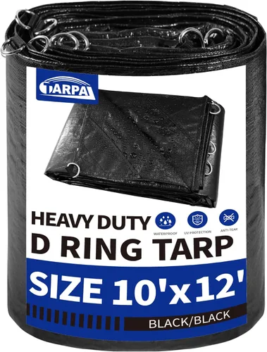 Vista 13 de TARPAL Lona impermeable de 4 x 4 pies (paquete de 2) lonas negras Negro