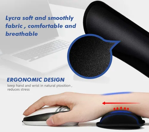 Vista 5 de TONOS Reposamuñecas para teclado, reposamuñecas de 17 pulgadas para teclado de computadora con espuma viscoelástica, diseño ergonómico para escribir