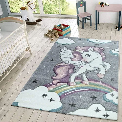 Vista 10 de Paco Home Alfombra infantil para habitación de los niños, unicornio dulce con cielo estrellado, tamaño: 2 pies 8 pulgadas x 4 pies 11 pulgadas, Rosa