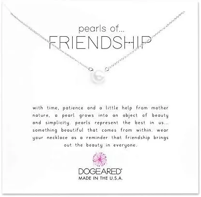 Vista 2 de Dogeared Collar de perlas blancas de perlas de la amistad, plata de ley, 16 pulgadas, Perla, Perla