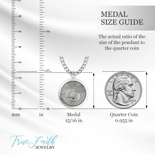 Vista 7 de TrueFaithJewelry Collar de plata de ley con colgante de medalla deportiva de San Cristóbal, 34 pulgadas, Plata esterlina, No es una piedra preciosa
