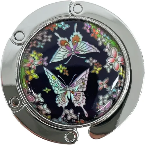 Vista 9 de Gancho magnético plegable para bolso de perla madre, clip de mesa, soporte para bolso de mano (Mariposa Arabesque)