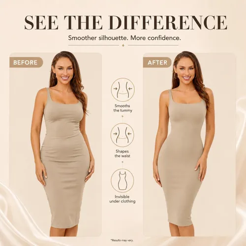 Vista 4 de Body sin tirantes para mujer, traje de tanga con control de abdomen Beige