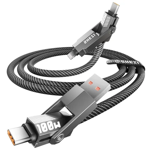 Vista 14 de SHEZI Cable USB C 4 en 1 trenzado de nailon de 60 W, 3 pies, compatible con cable Lightning, cable de carga rápida para iPhone/iPad