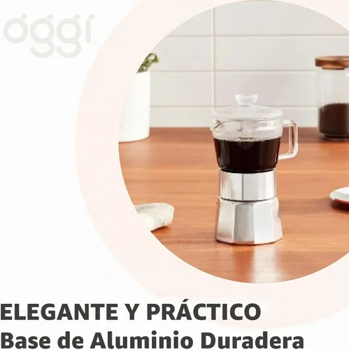 Vista 8 de [Usado] Oggi Cafetera de café expreso para estufa, cafetera italiana de vidrio borosilicato de 4 tazas (4 onzas)