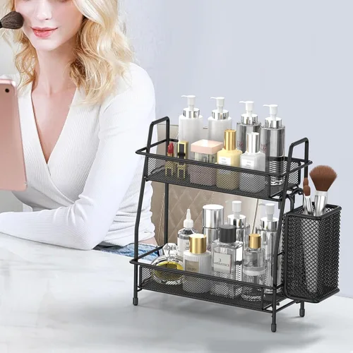 Vista 5 de LEMIKKLE Organizador de encimera de baño de 2 niveles, cuidado de la piel, organizadores de encimera de maquillaje, cocina, almacenamiento